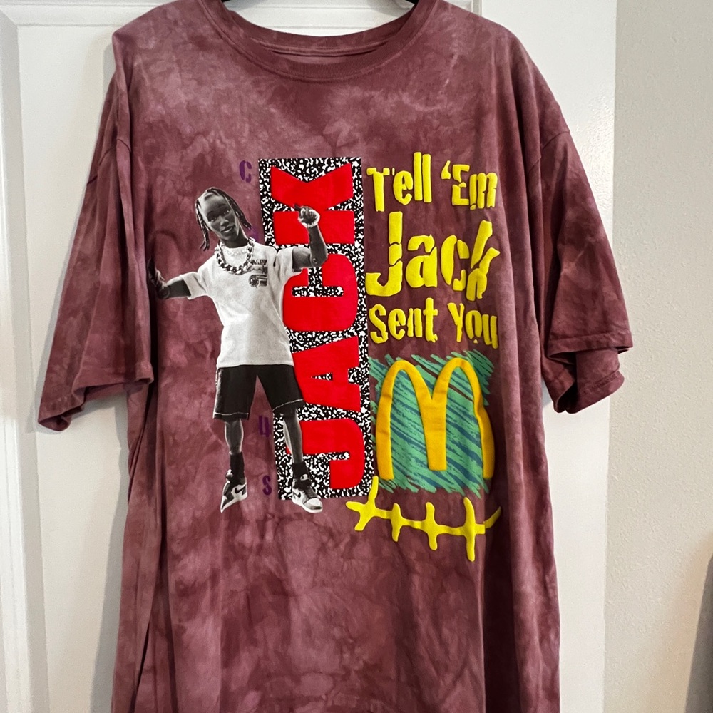 Cactus Jack x McDonald’s collab graphic T-Shirt in Maroon